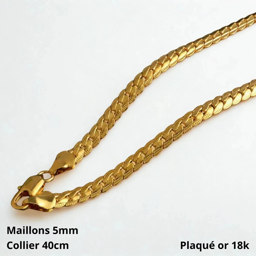 18K Gold Plated Snake Chain Necklace 40cm 5mm Wide Herringbone Chain Men Women