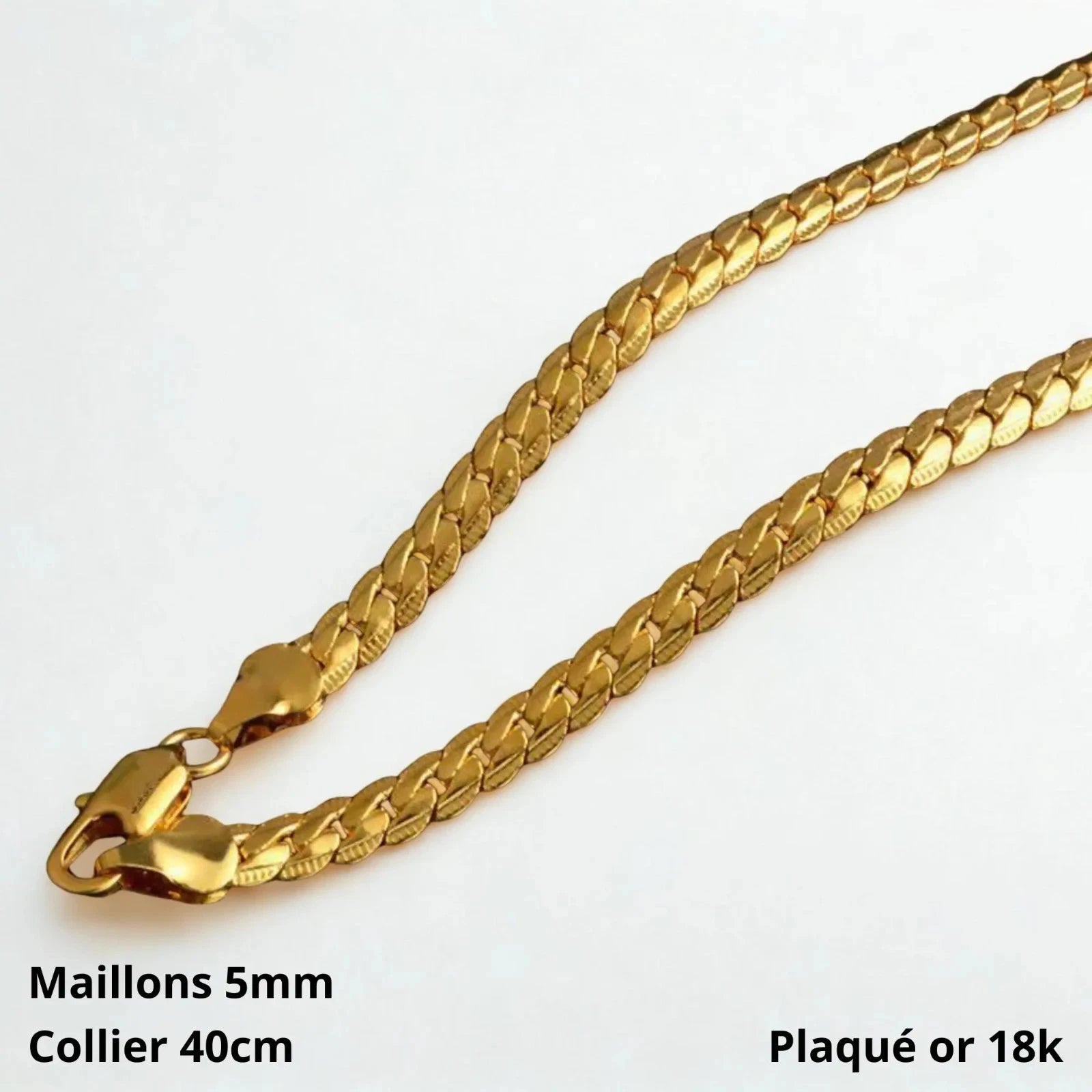 18K Gold Plated Snake Chain Necklace 40cm 5mm Wide Herringbone Chain Men Women