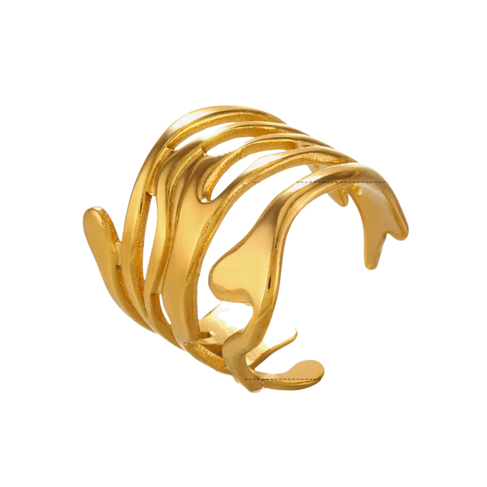 Bague Dorée Ondulée Réglable Bague Vague Or Bijou Minimaliste Femme Bague