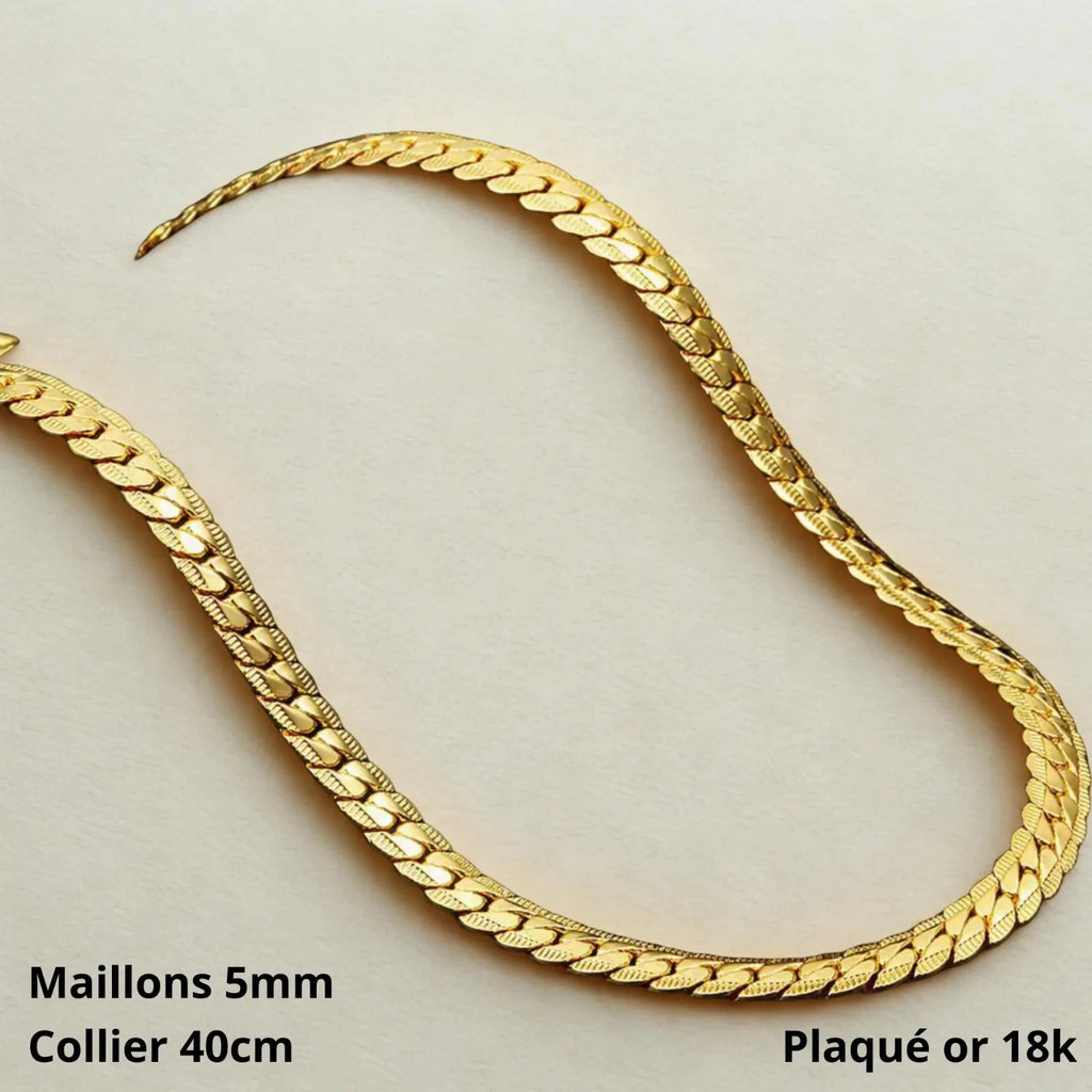 18K Gold Plated Snake Chain Necklace 40cm 5mm Wide Herringbone Chain Men Women