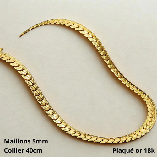 18K Gold Plated Snake Chain Necklace 40cm 5mm Wide Herringbone Chain Men Women