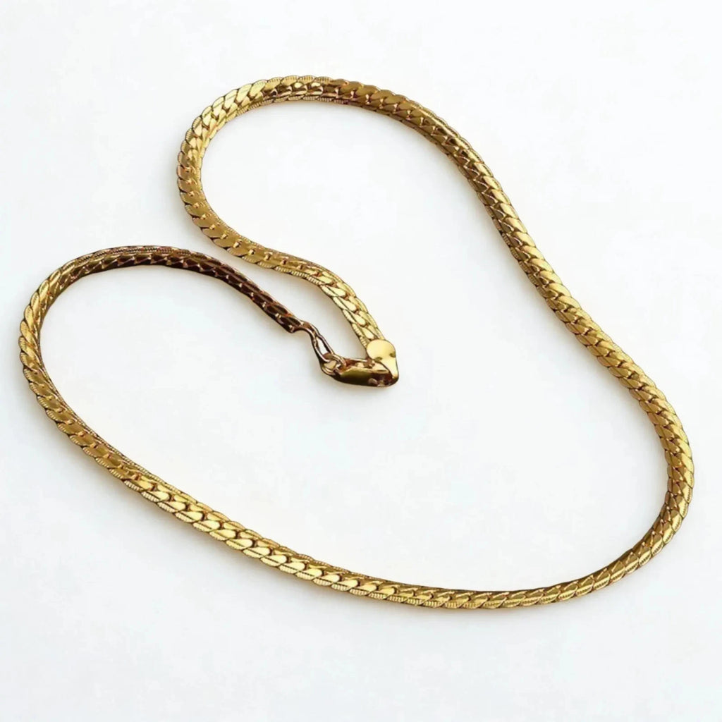 18K Gold Plated Snake Chain Necklace 40cm 5mm Wide Herringbone Chain Men Women