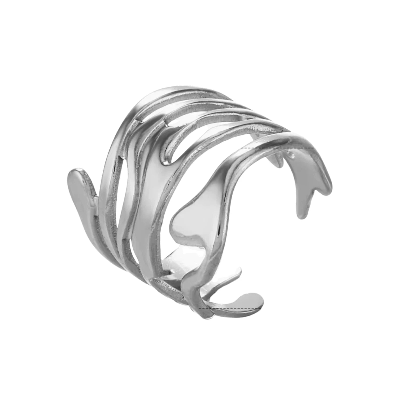 Bague Argentée Ondulée Réglable Bague Vague Or Bijou Minimaliste Femme Bague