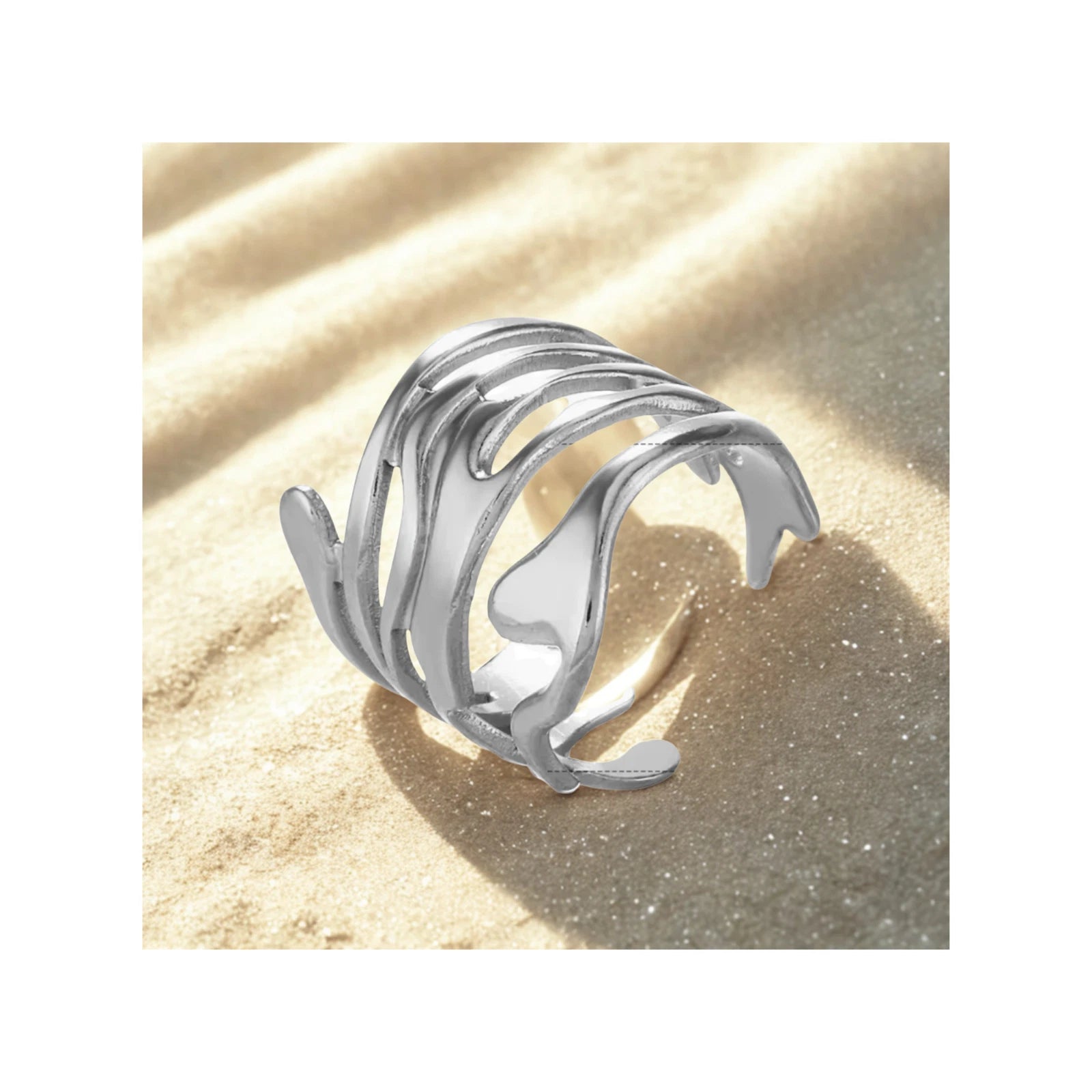 Bague Argentée Ondulée Réglable Bague Vague Or Bijou Minimaliste Femme Bague