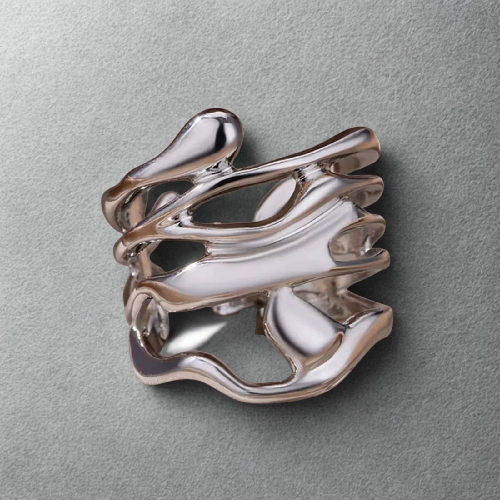 Bague Argentée Ondulée Réglable Bague Vague Or Bijou Minimaliste Femme Bague