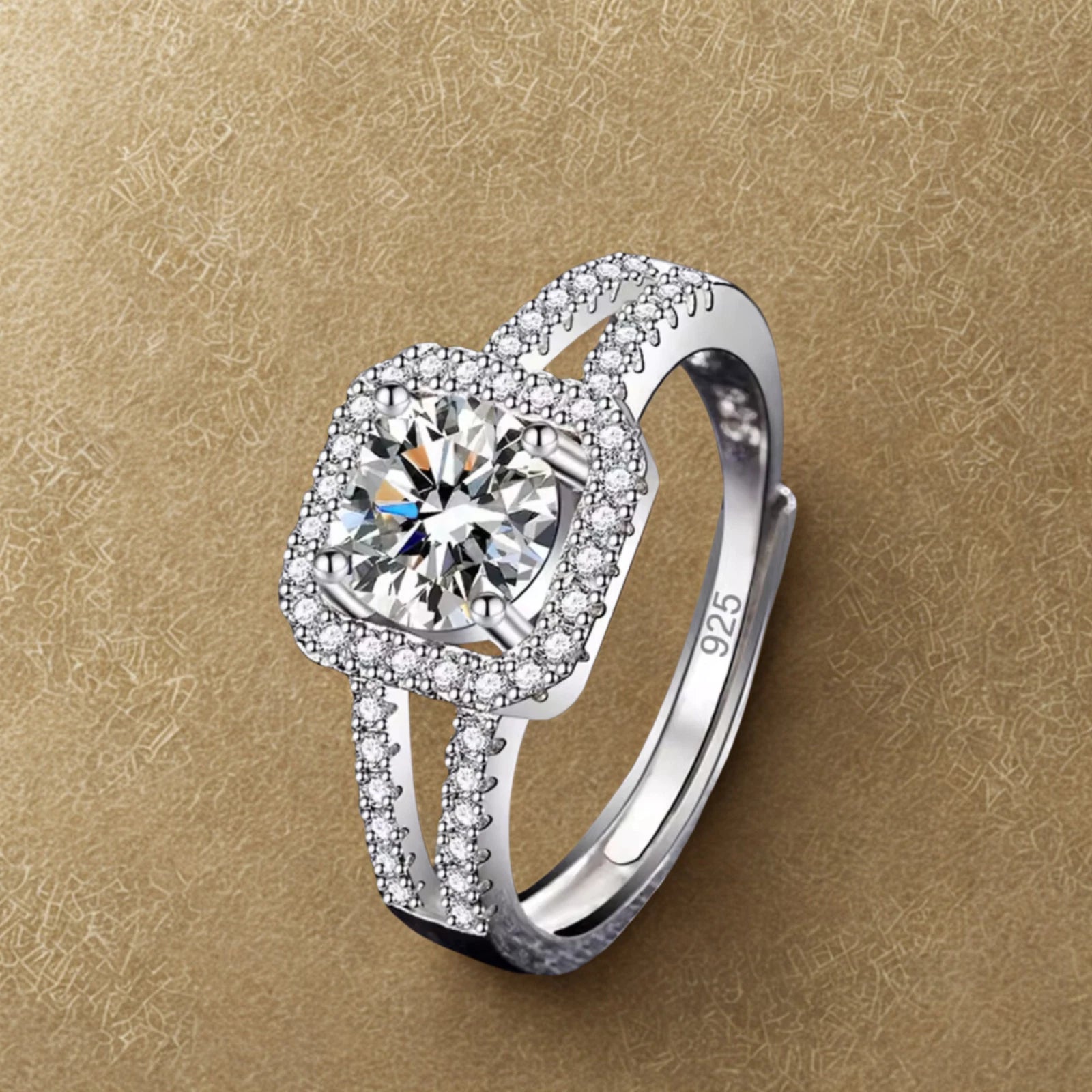 Bague en argent 925 avec zircon – Bague solitaire femme, bague de fiançailles