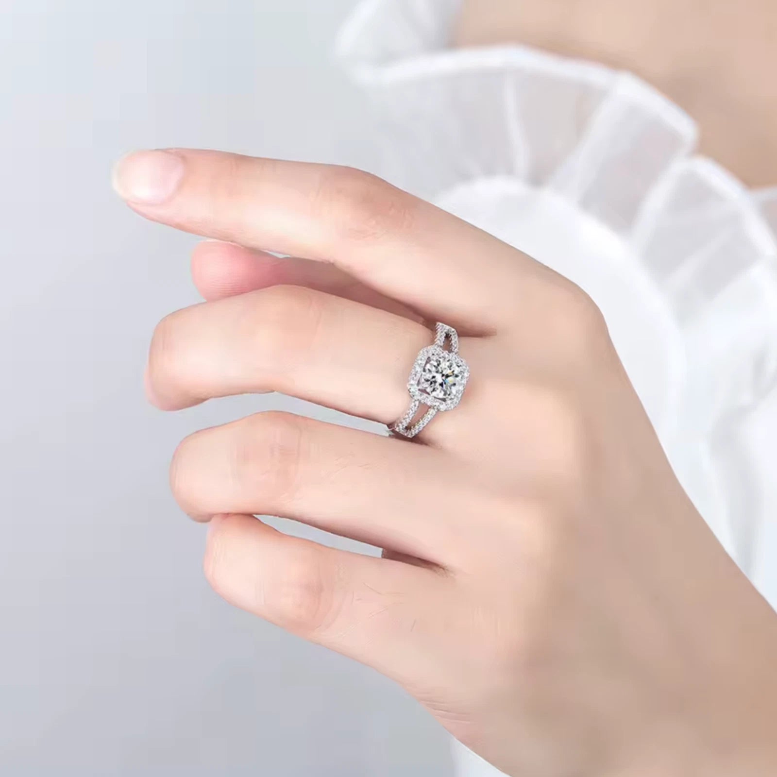 Bague en argent 925 avec zircon – Bague solitaire femme, bague de fiançailles