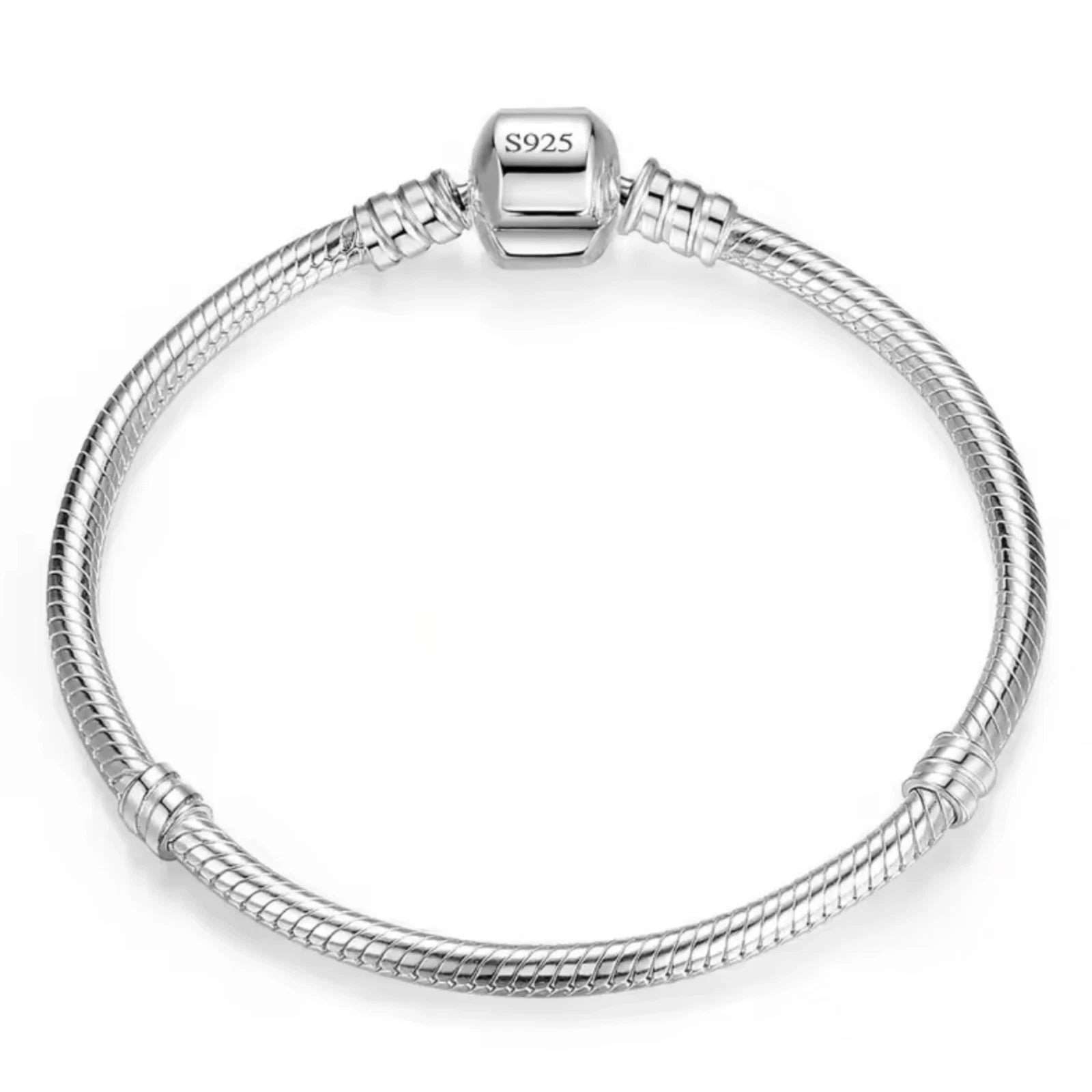 Bracelet Argent 925 Chaîne Serpent Fermoir Clip 21 cm