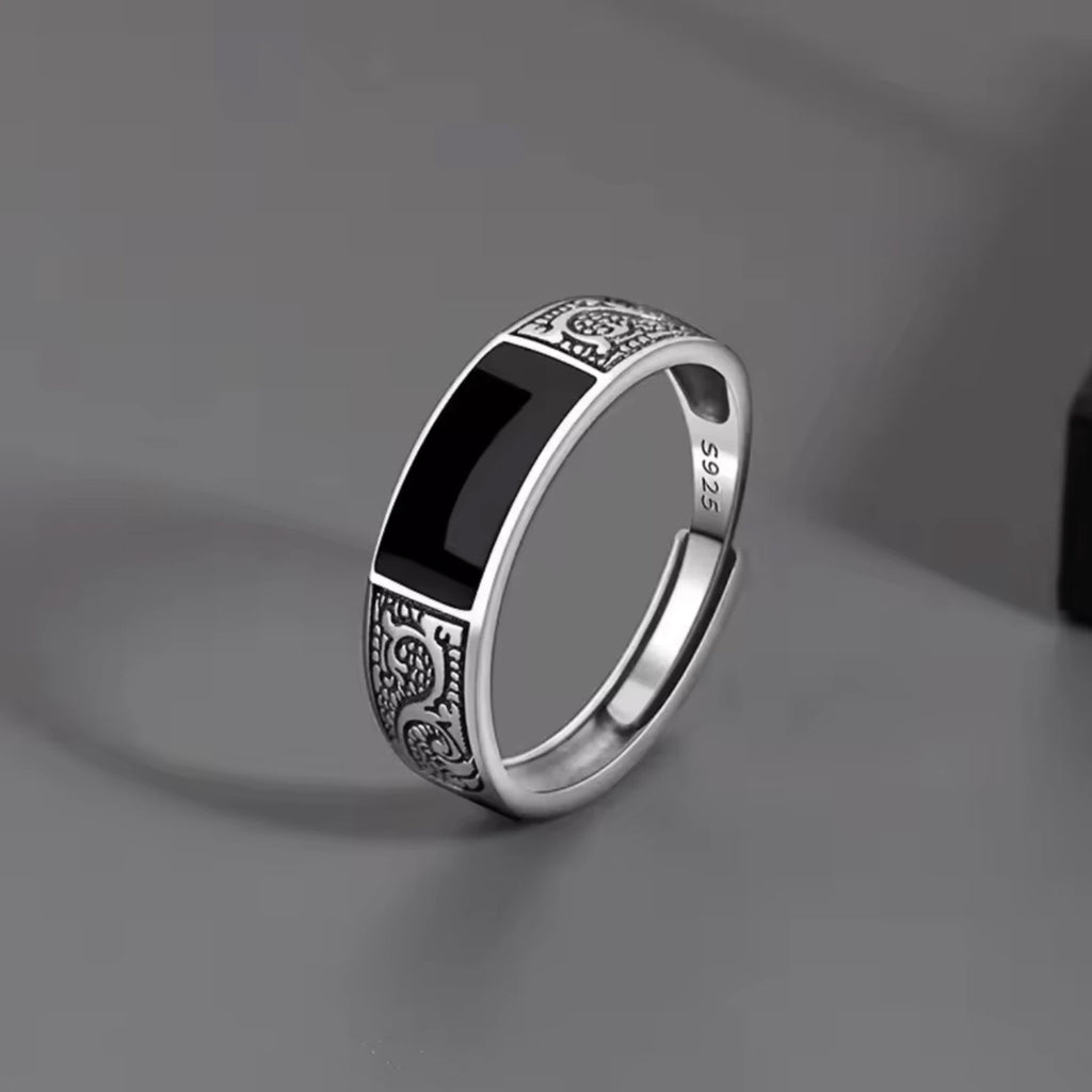 Bague Argent 925 avec Onyx Noir - Bijou Unisexe Élégant