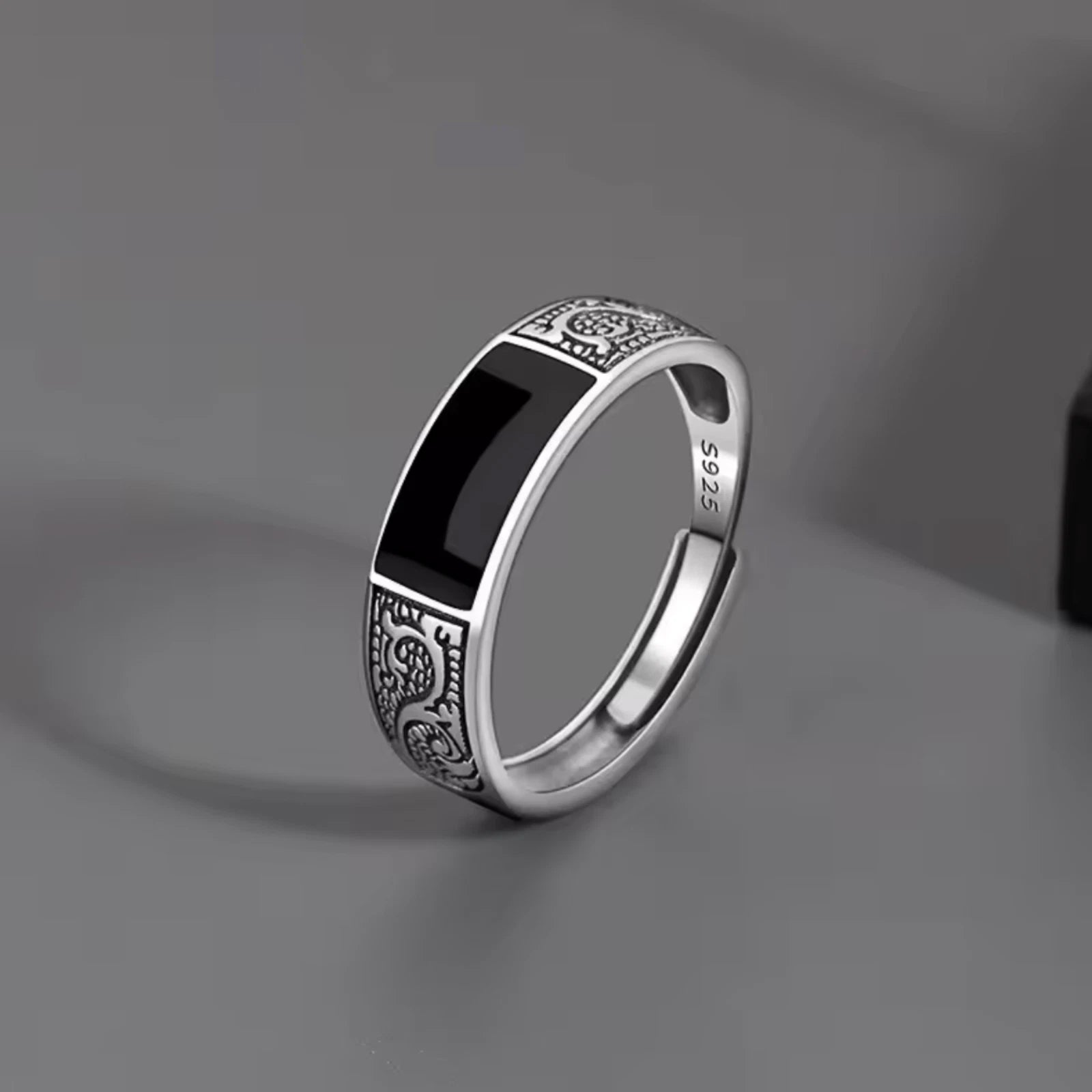 Bague Argent 925 avec Onyx Noir - Bijou Unisexe Élégant